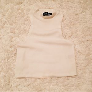 fab'rik mock-turtleneck white crop top